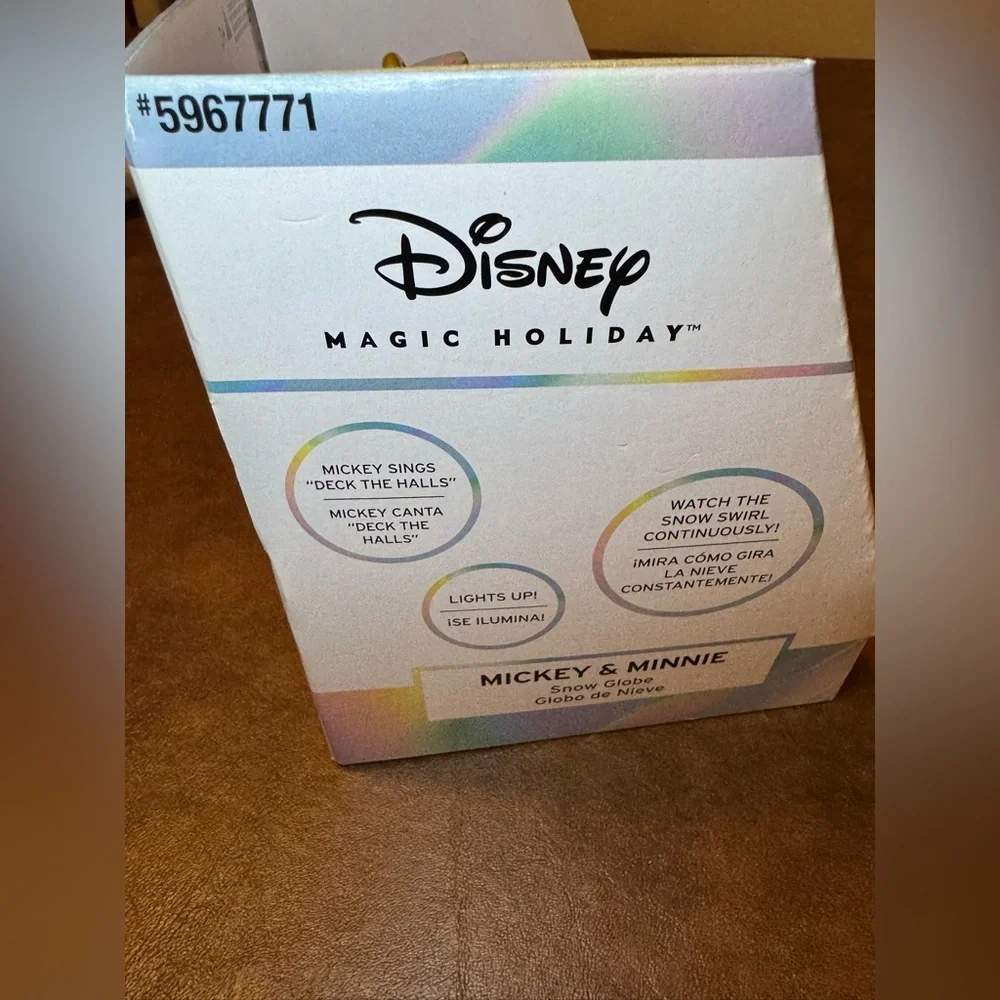 NWT Disney Mickey & Minnie Holiday Snow Globe - Red and Gold